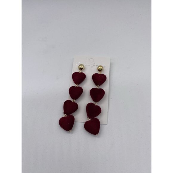 Plush Hearts Dangle Earrings - Picture 2 of 5